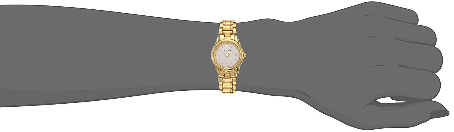 Sonata White Dial Golden Stainless Steel Strap
