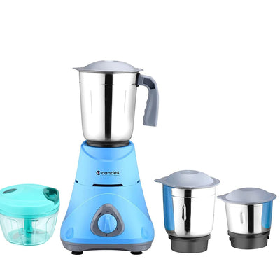 Candes Bolt 550-Watt Mixer Grinder with 3 Jars, Powerful Motor and 2 Year Warranty on Motor, (Blue Grey) + Quick Hand Vegetables & Fruit Chopper Green (Super Combo)