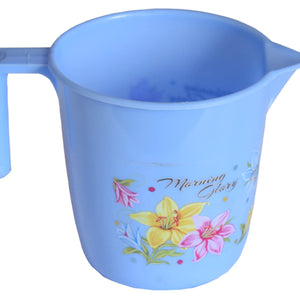 Kuber Industries Printed 3 Pieces Unbreakable Virgin Plastic Multipurpose Bucket, Mug & Stool Set (Blue)
