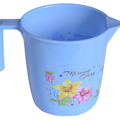 Kuber Industries Printed 3 Pieces Unbreakable Virgin Plastic Multipurpose Bucket, Mug & Stool Set (Blue)