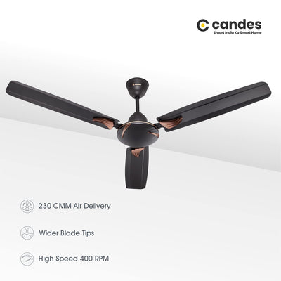 Candes Arena 900mm High-Speed Decorative Ceiling Fans for Home | BEE Star Rated 405 RPM Anti-Dust | 2 Years Warranty (Coffee Brown) Pack of 1