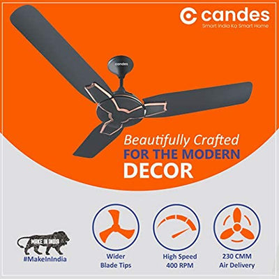 Candes Getz 1200mm/48 inch High Speed Anti-dust Decorative 3 Star Rated Ceiling Fan For Home 405 RPM with 2 Yrs Warranty (Pack of 1, Coffee Brown)