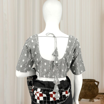 Cement Gray Tipa Design Odisha Ikat Sambalpuri Cotton Blouse