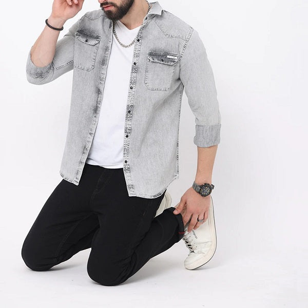 Premium RFD Cotton Shirt For Man (Light Grey)