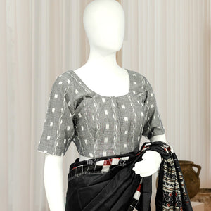 Cement Gray Tipa Design Odisha Ikat Sambalpuri Cotton Blouse