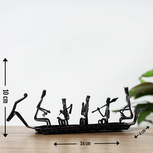 Bastar Tribal Wrought Iron Ship 5 Men Candle Stand