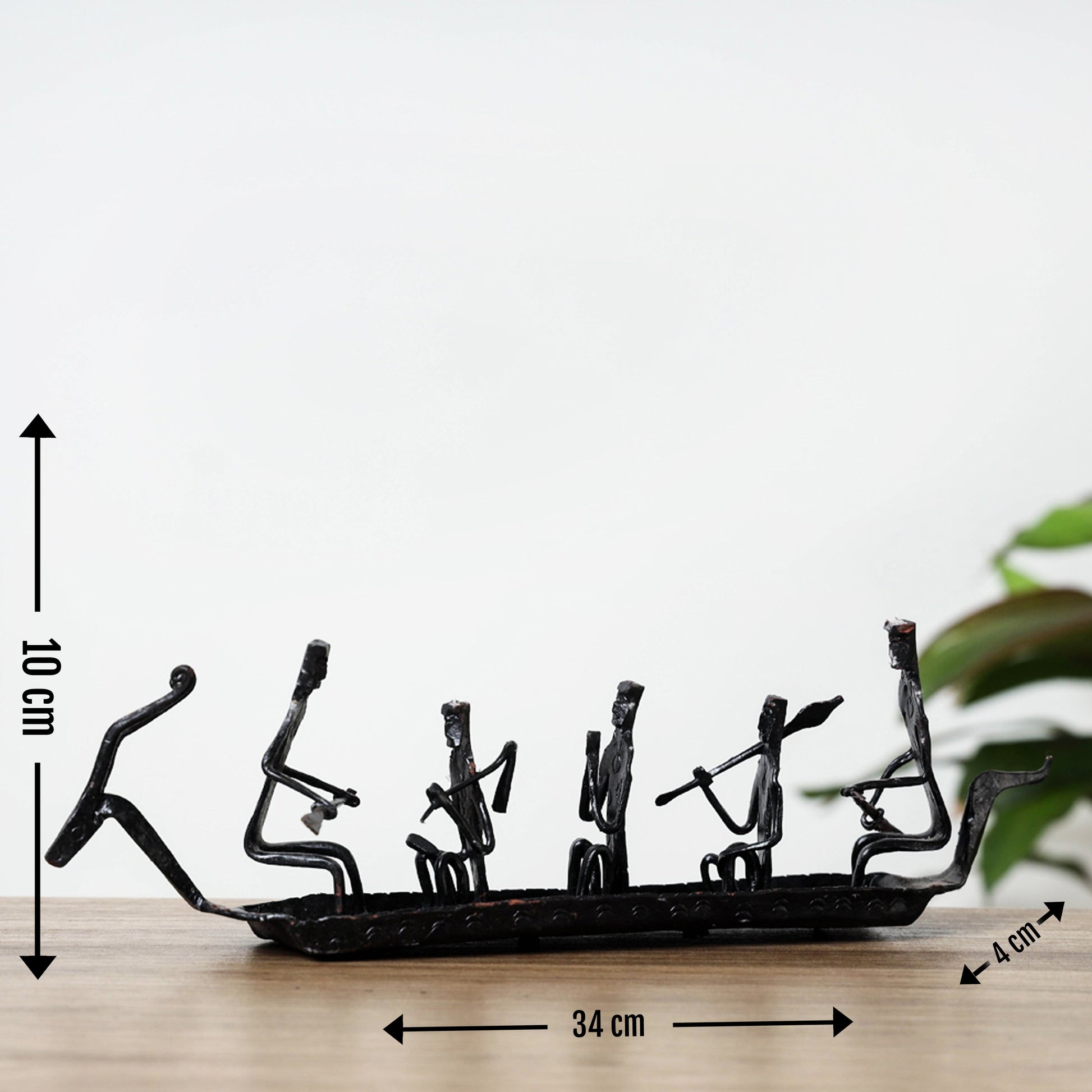 Bastar Tribal Wrought Iron Ship 5 Men Candle Stand
