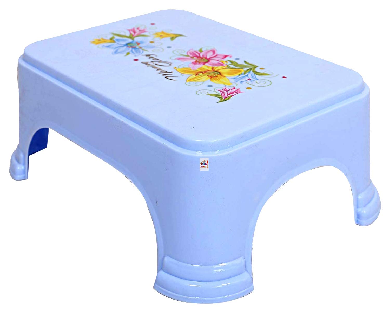 Kuber Industries Printed 3 Pieces Unbreakable Virgin Plastic Multipurpose Bucket, Mug & Stool Set (Blue)