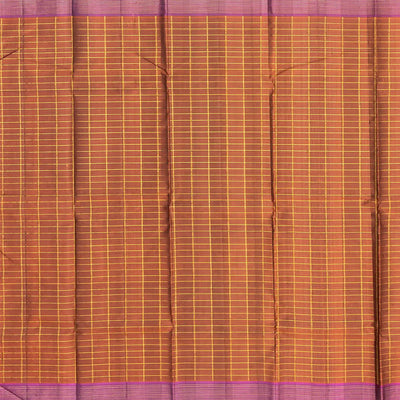 Taupe Handloom Kanchipuram Silk Saree With Checks