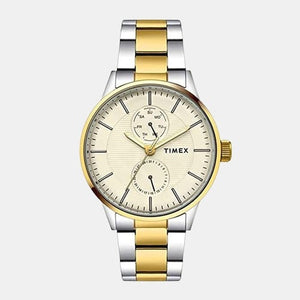 Fashion Men Quartz Gold Dial Chronograph Stainless Steel Watch TWEG19906