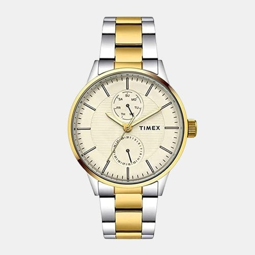 Fashion Men Quartz Gold Dial Chronograph Stainless Steel Watch TWEG19906