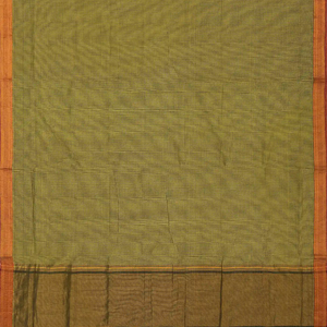 Olive Green Handloom Mangalagiri Cotton Saree With Checks