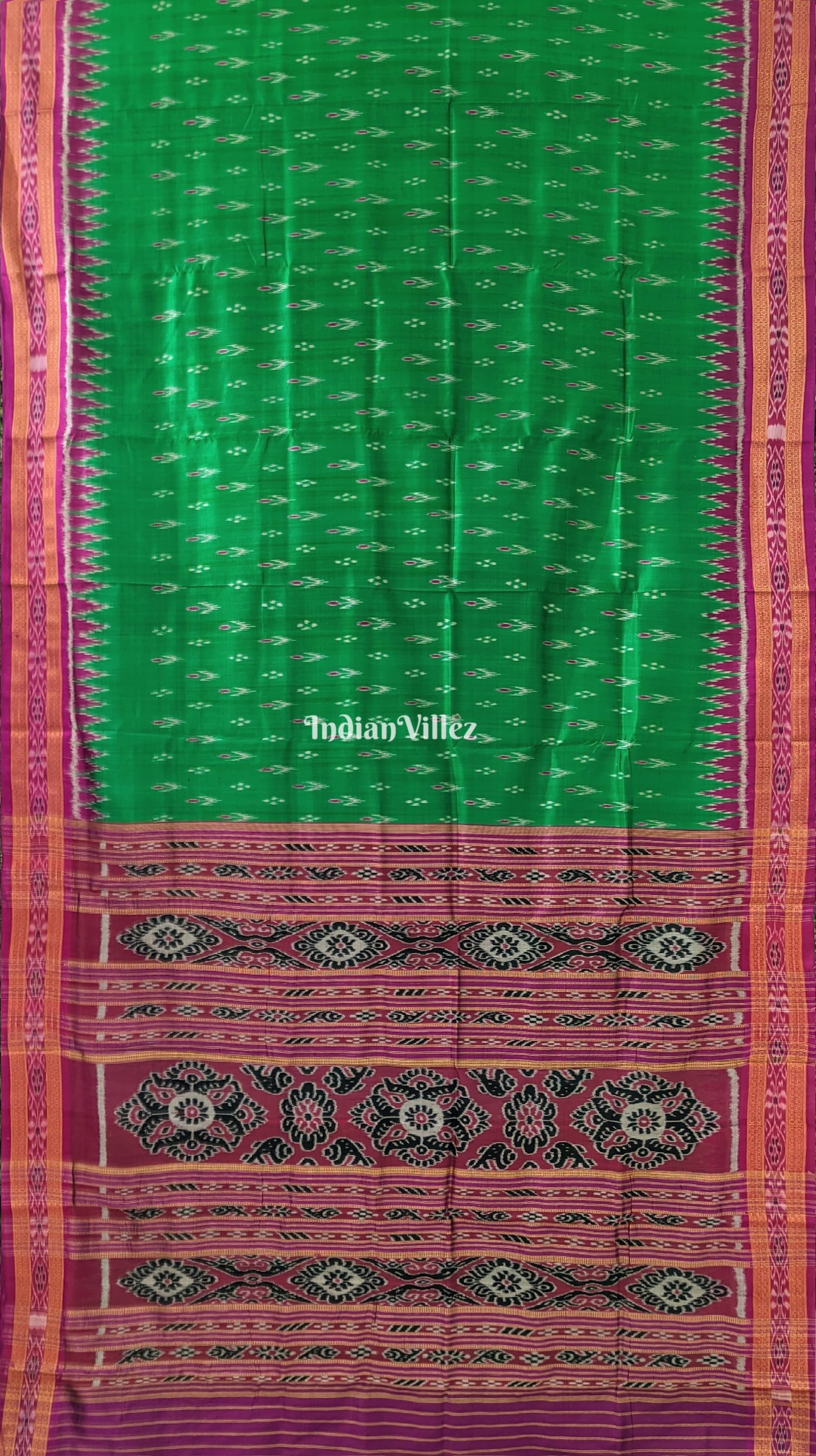 Green Mayur Chandrika Khandua Silk Saree