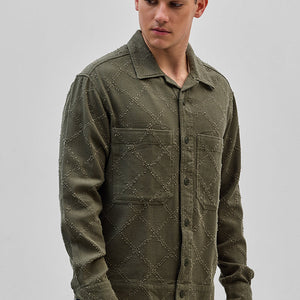 Olive Geometric Overshirt