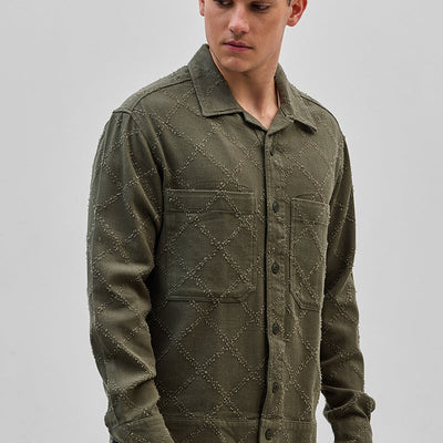 Olive Geometric Overshirt