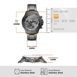 Fossil Bannon Grey Dial Men 45mm