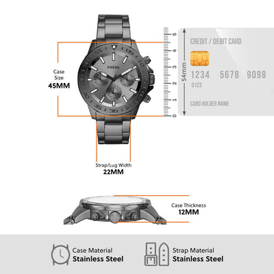 Fossil Bannon Grey Dial Men 45mm