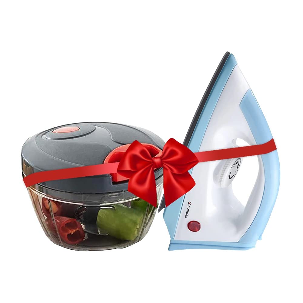 Candes EI-110 Light Weight Electric Dry Iron + Quick Hand Vegetable & Fruits Chopper Super Combo