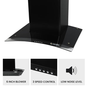 Blaze Kitchen Chimney with Stainless Steel Baffle Filters, Push Button Control, (Black)