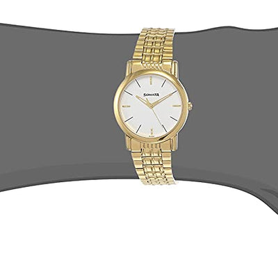 Sonata White Dial & Golden Metal Strap