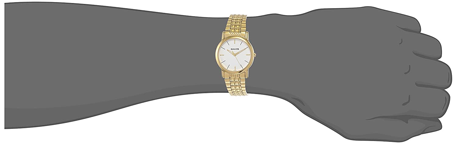 Sonata White Dial & Golden Metal Strap