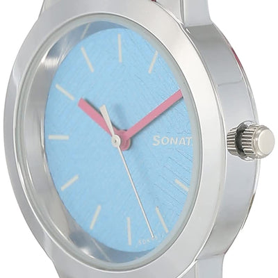 Splash Blue Dial & Bubble Gum Pink Leather Strap