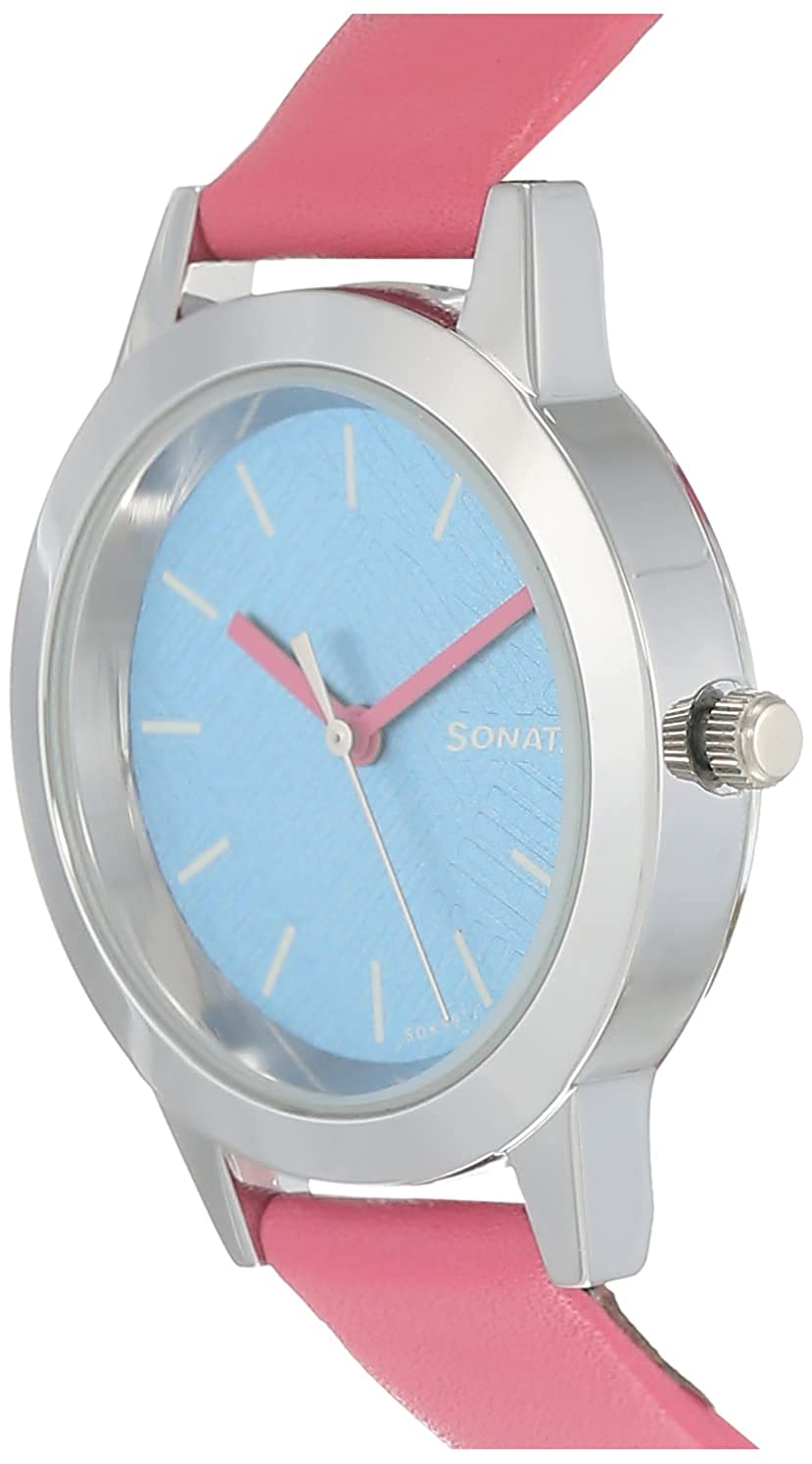 Splash Blue Dial & Bubble Gum Pink Leather Strap