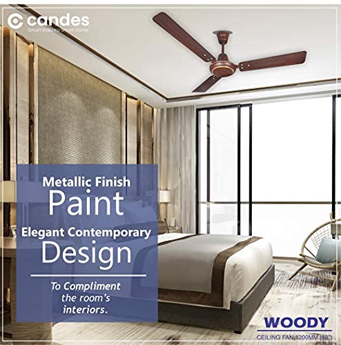 Candes Woody Decorative High Speed 1200 mm / 48 inch Anti-Dust 400-RPM Ceiling Fan (Wallnut, with 2 Yrs warranty)(Pack of 1,Brown)