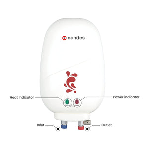 Candes Geyser 1 Litre | 2 Years Warranty | Water Heater For Home, Water Heater, Instant Geyser, Instant Water Heater, Water Geyser, Heater For Water Heating, Electric Geyser, 3000 W - Insta (Ivory)