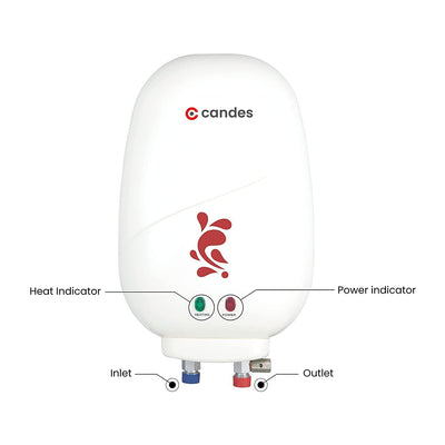 Candes Geyser 1 Litre | 2 Years Warranty | Water Heater For Home, Water Heater, Instant Geyser, Instant Water Heater, Water Geyser, Heater For Water Heating, Electric Geyser, 3000 W - Insta (Ivory)