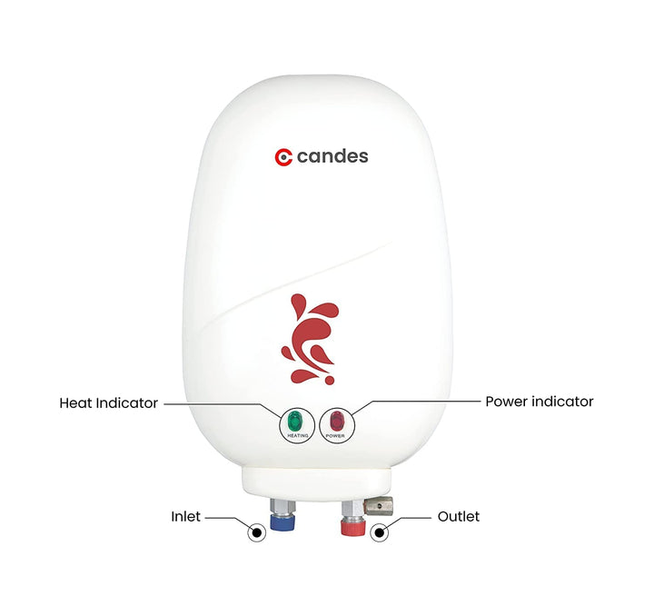 Candes Geyser 1 Litre | 2 Years Warranty | Water Heater For Home, Water Heater, Instant Geyser, Instant Water Heater, Water Geyser, Heater For Water Heating, Electric Geyser, 3000 W - Insta (Ivory)