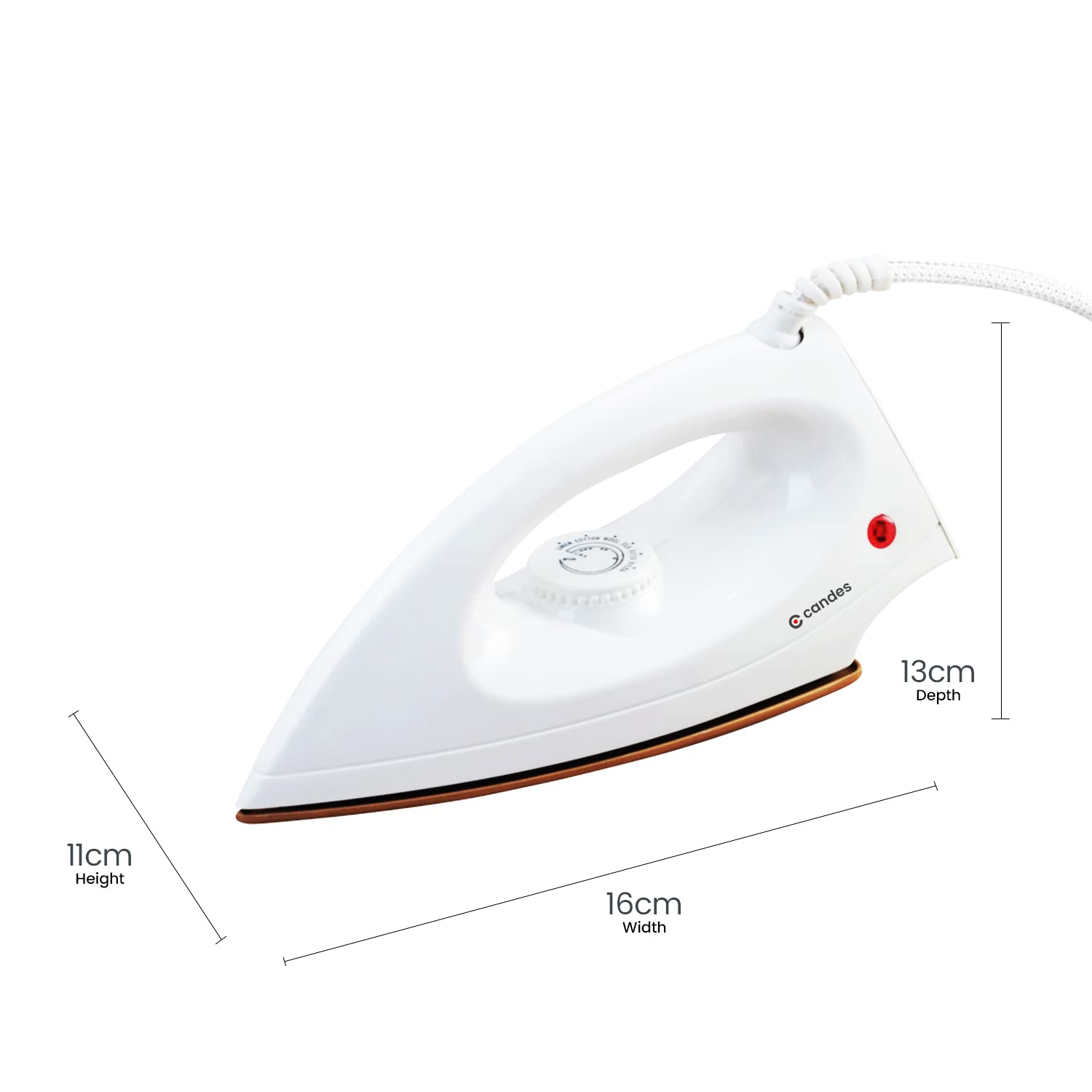 Candes Iron Press | 2 Year Warranty | Iron box, Electric iron, Dry Iron, Electric Iron Press for Clothes, EI107 1000-Watt, Light Weight Electric Dry Iron 100% Non-Stick Teflon Coating (White)