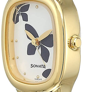 Sonata White Dial Blue Leather Strap