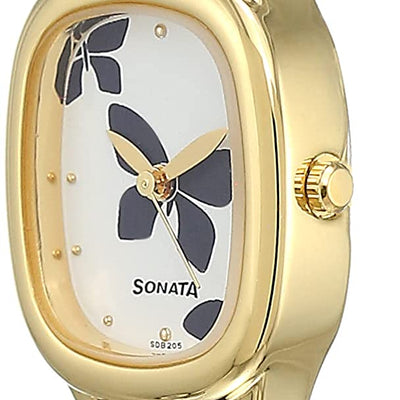 Sonata White Dial Blue Leather Strap