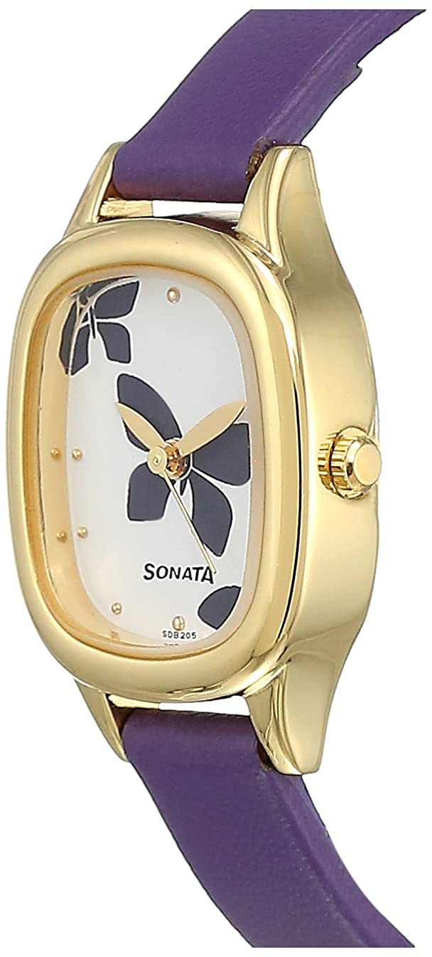 Sonata White Dial Blue Leather Strap