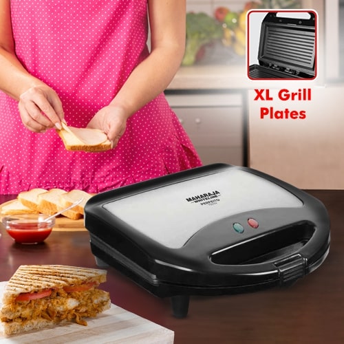 Maharaj Perfeito Breakfast 750 Watts Grill Sandwich Maker | Silver & Black