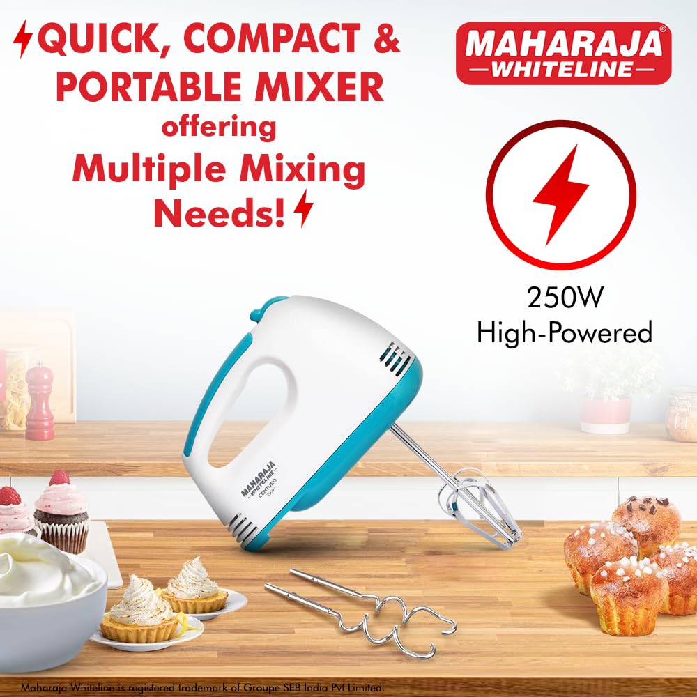 Maharaja Whiteline Centuro 250 Watts Hand Mixer | White