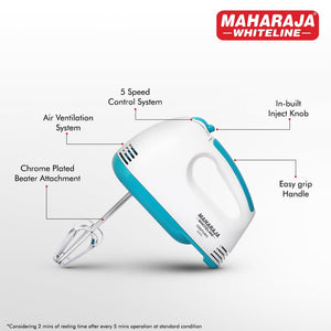 Maharaja Whiteline Centuro 250 Watts Hand Mixer | White
