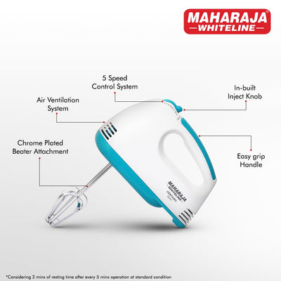 Maharaja Whiteline Centuro 250 Watts Hand Mixer | White