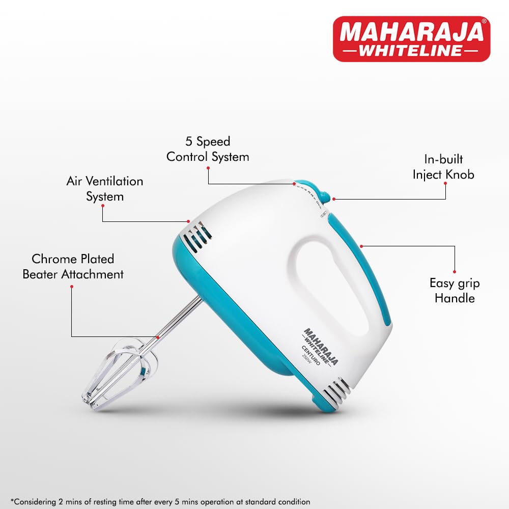 Maharaja Whiteline Centuro 250 Watts Hand Mixer | White