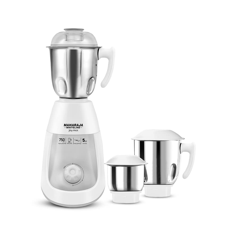 Maharaja Joy Max 750 Watts Mixer Grinder with 3 Jars | White