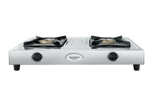 Maharaja Whiteline Trendy Plus 2 Burner  Glass Top Gas Stove | Silver