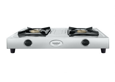 Maharaja Whiteline Trendy Plus 2 Burner  Glass Top Gas Stove | Silver