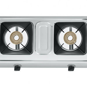 Maharaja Whiteline Trendy Plus 2 Burner  Glass Top Gas Stove | Silver
