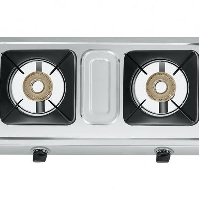 Maharaja Whiteline Trendy Plus 2 Burner  Glass Top Gas Stove | Silver