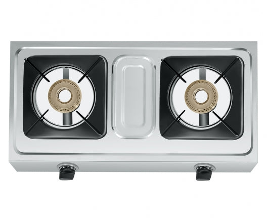 Maharaja Whiteline Trendy Plus 2 Burner  Glass Top Gas Stove | Silver