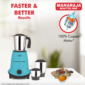 Maharaja Whiteline Superio EVO 500 Watts Mixer Grinder with 3 Jars | Black & Blue