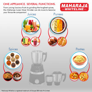 Maharaja Whiteline Superio EVO 500 Watts Mixer Grinder with 3 Jars | Black & Blue