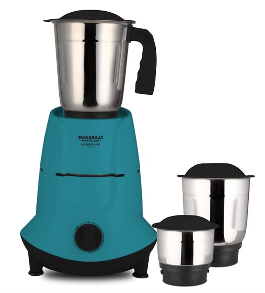 Maharaja Whiteline Superio EVO 500 Watts Mixer Grinder with 3 Jars | Black & Blue