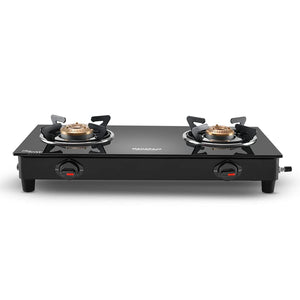 Maharaja Whiteline Belenus Neo 2 Burner  Glass Top Gas Stove | Black